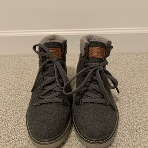 Women’s Gray Wool High-Top Boots
